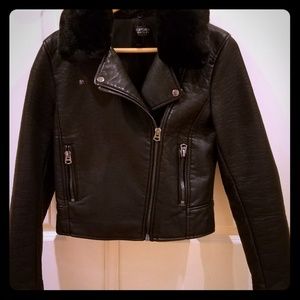 Top Shop Vegan moto jacket with detachable collar